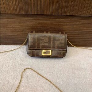 Fendi Brown Mini Bag with Gold Chain